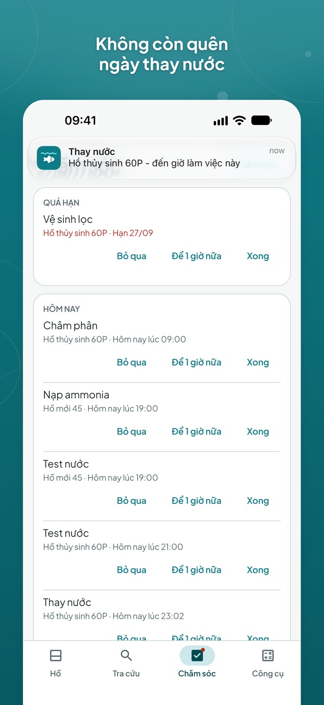 Không còn quên ngày thay nước